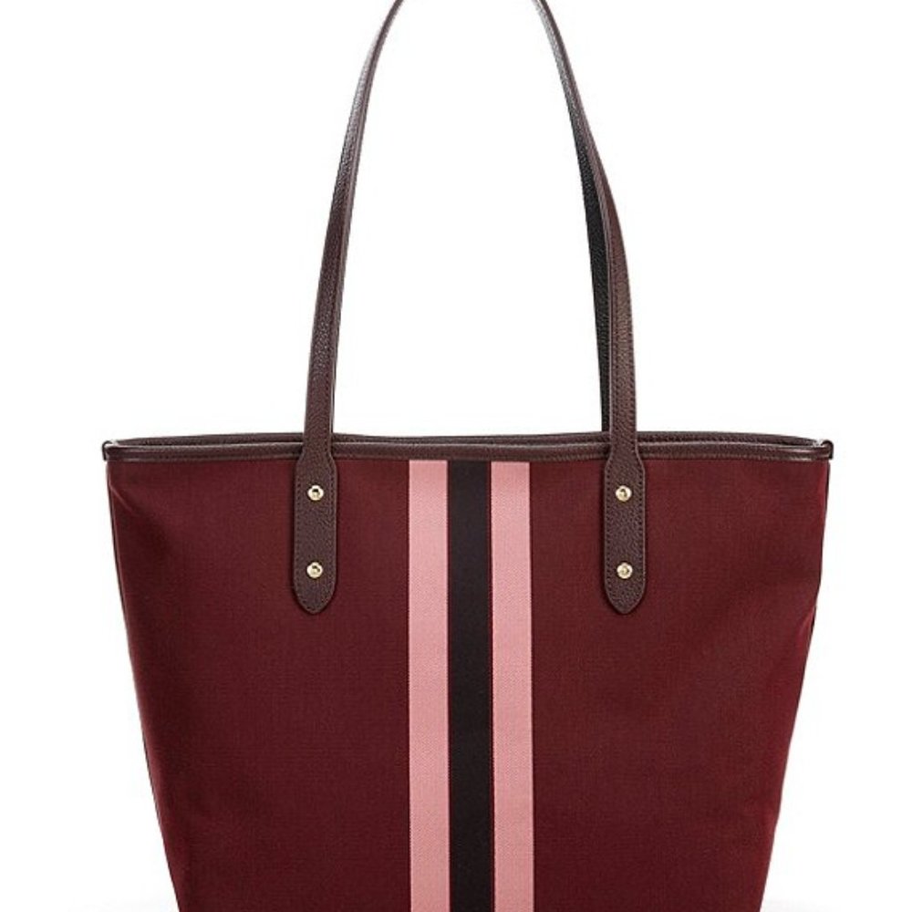 NWT COACH VARSITY STRIPE TOP ZIP TOTE HANDBAG - Picture 2 of 4